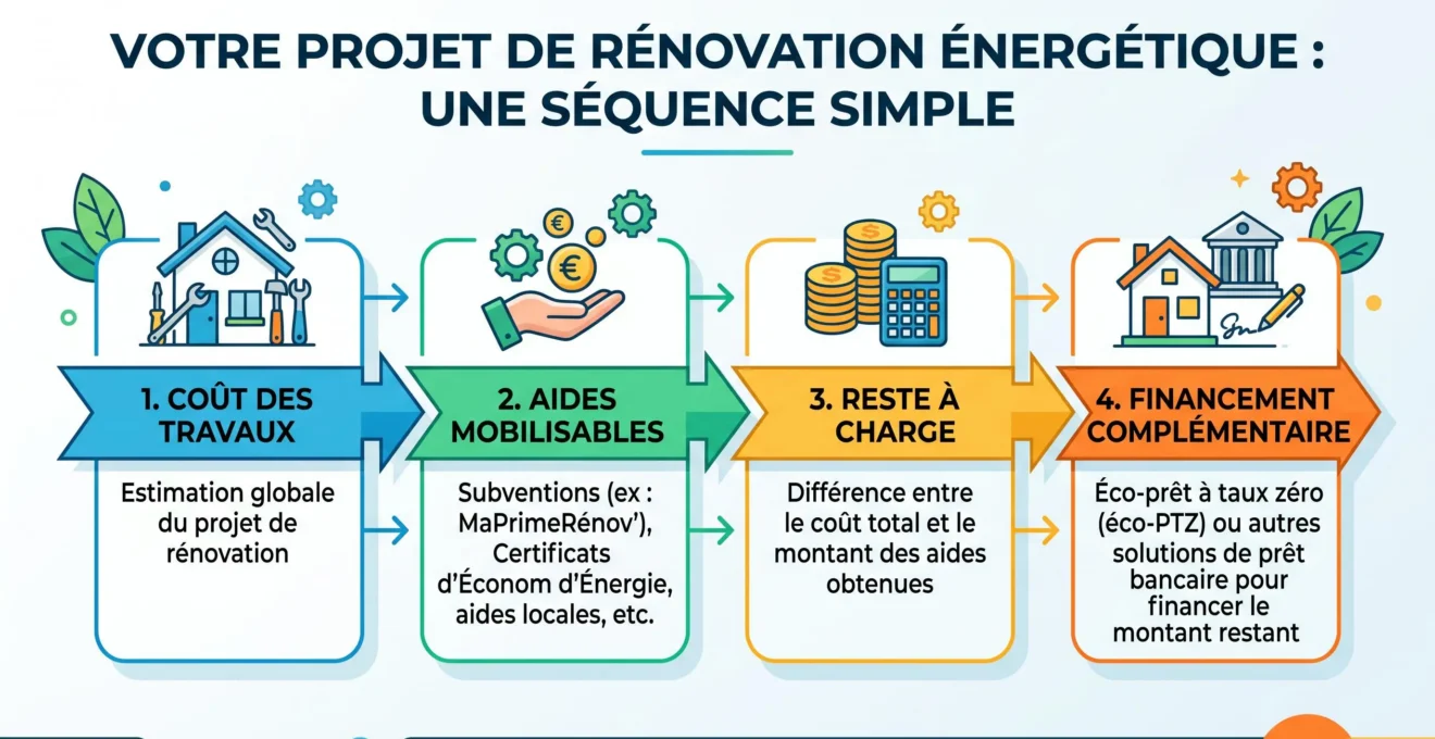 Schéma du rôle de l'éco-PTZ dans le financement d'une rénovation énergétique
